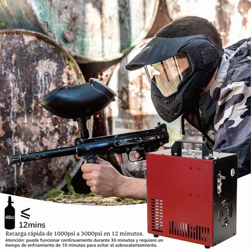 Vista 4 de Thunder - Compresor de aire PCP de 4500 psi, recarga de hasta 1.6 L, llenado rápido para pistolas de aire o tanque de paintball, apagado automático