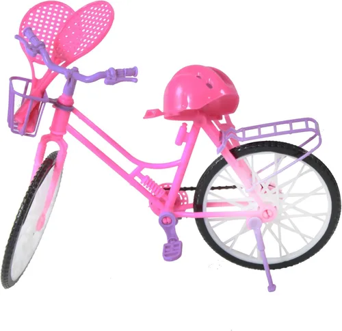 Vista 3 de Juego de muñeca morena con equipamiento deportivo y bicicleta rosa púrpura