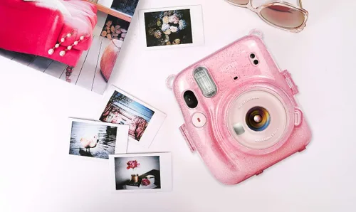 Vista 4 de Funda protectora para cámara compatible con cámara instantánea Fujifilm Mini 11 con correa ajustable desmontable - (rosa cristal)