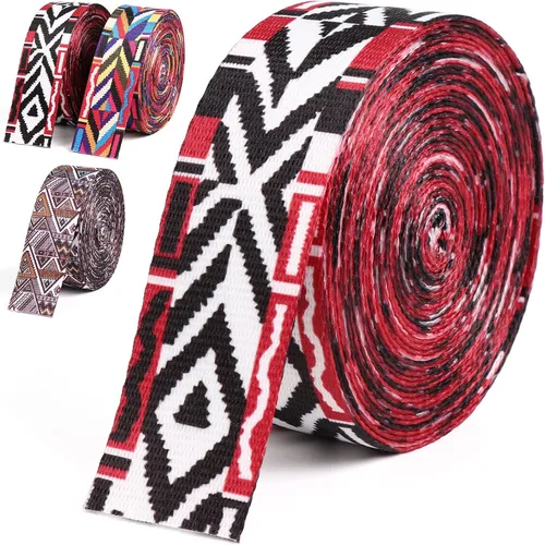 Vista 12 de Webbing 1.5 Inch-6 Rolls Polycotton 1 1/2 inch Webbing Strap for Bag Making-1.5 "Cotton Striped Ribbon for Purse Backpack Luggage Straps 18 Yards