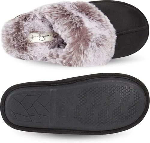 Vista 6 de Jessica Simpson - Pantuflas cómodas de piel sintética para mujer con suela antideslizante y espuma viscoelástica