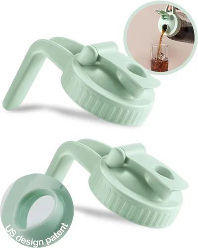 Vista 8 de Paquete de 2 tapas para frascos Mason de boca ancha en forma de V con asa, tapa con pico vertedor para frasco Mason con tapa abatible extendida