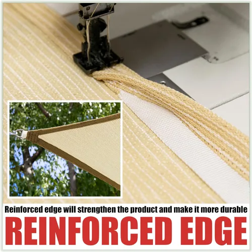 Vista 4 de Royal Shade Vela de Sombra Solar Rectangular de 8' x 10' Color Beige Arena RS-SLR, UPF50+ 95% Bloqueo UV, 200GSM Estándar Comercial Resistente, Tela