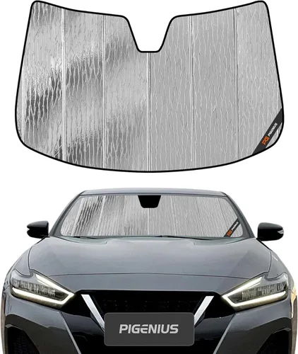 Vista 7 de Pigenius Parasol para parabrisas para Nissan Maxima 2009-2015 (A35) Sedán, acabado de cuero gris premium