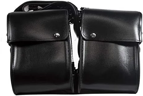 Vista 2 de Bolsa de cuero universal unisex impermeable para silla de montar de motocicleta, diseño duradero de dos correas, cómoda y elegante bolsa