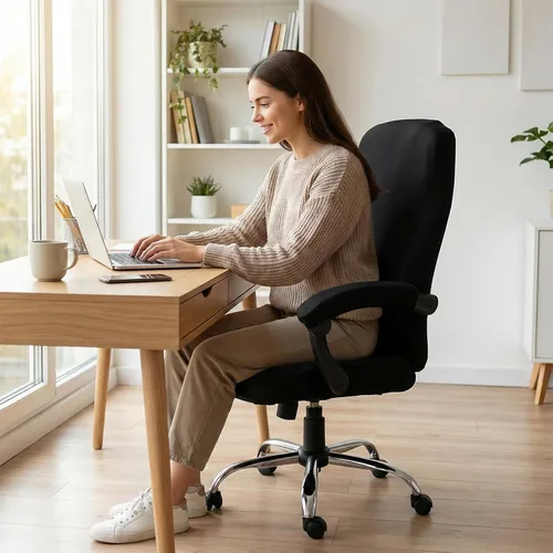 Vista 2 de WOMACO Fundas para silla de oficina, funda elástica para silla de computadora con fundas para reposabrazos, fundas universales para silla de jefe
