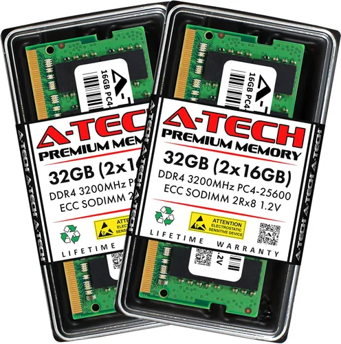 Vista 49 de A-Tech 4GB DDR4 2133MHz PC4-17000 ECC SODIMM 1Rx8 Rango único 1.2V 260-Pin Módulo de actualización de memoria RAM para Microserver, estación