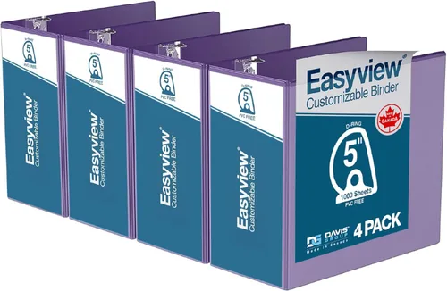 Vista 26 de Easyview - Carpetas prémium de 3 anillas con cubiertas transparentes y anillos en D, carpetas para escuela u oficina, 1 pulgada, paquete de 6