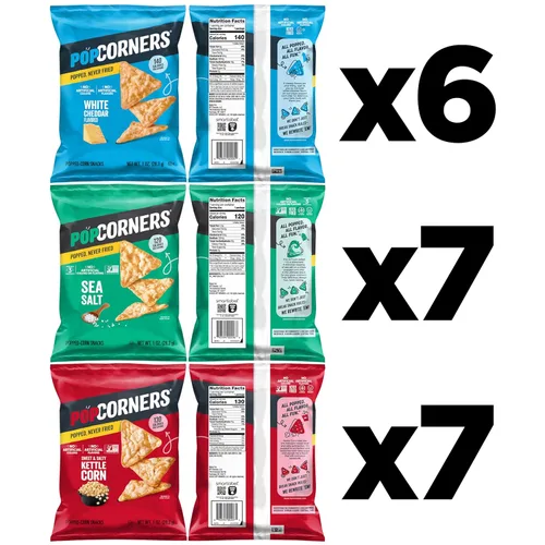 Vista 3 de PopCorners Snacks sin gluten, paquete variado de 3 sabores, bolsas de 1 onza (paquete de 20)