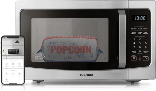 TOSHIBA ML-EM34P(SS) - Microondas inteligente de sobremesa, recalentamiento con sensor, funciona con Alexa y control remoto, elementos esenciales de