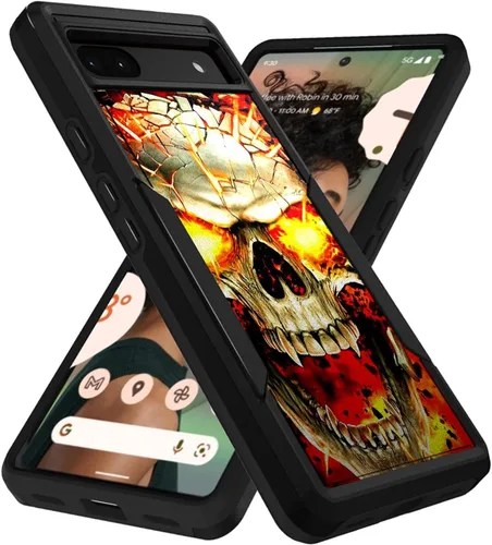 Vista 16 de CasesOnDeck - Funda híbrida compatible con Google Pixel 6A / Pixel 6A (2022) [Dual Tactical] Funda delgada de protección contra golpes