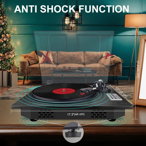 Vista 7 de Tocadiscos de vinilo, tocadiscos de 3 velocidades con Bluetooth incorporados, reproductor de discos de vinilo USB de grabación directa MP3
