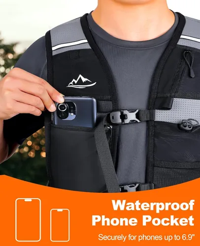 Vista 7 de Running Vest for Women Men, Lightweight Breathable Hydration Vest with Large Compartment, Reflective Running Hydration Vest, Run Water Vest for
