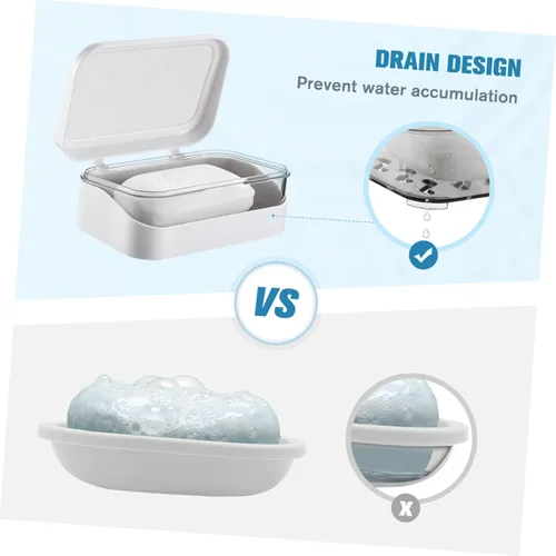 Vista 8 de Tofficu Jabón titular escurridor tapa grande barra jabón contenedor plástico hogar baño accesorio