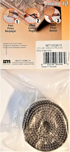 Vista 2 de Borde de acabado de alfombra adhesiva Multy, 1.5 x 30 pulgadas, gris, 2 piezas