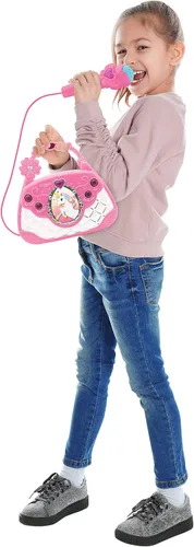 Vista 6 de Lexibook Unicornio, bolsa de karaoke con micrófono, cambiador de voz, canciones de demostración, efectos de luz, micrófono incluido, entrada