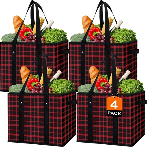 Vista 16 de WISELIFE Bolsas reutilizables para comestibles [2 unidades], bolsa grande para comestibles, resistente al agua, bolsa de compras plegable para ropa