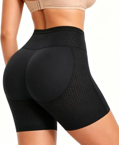 Vista 7 de NINGMI Ropa interior para mujer, levantador de glúteos, sin costuras, para realzar la cadera Negro