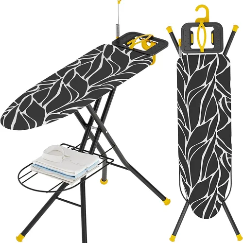 Tabla de planchar de tamaño completo con soporte de hierro y Gris antracita