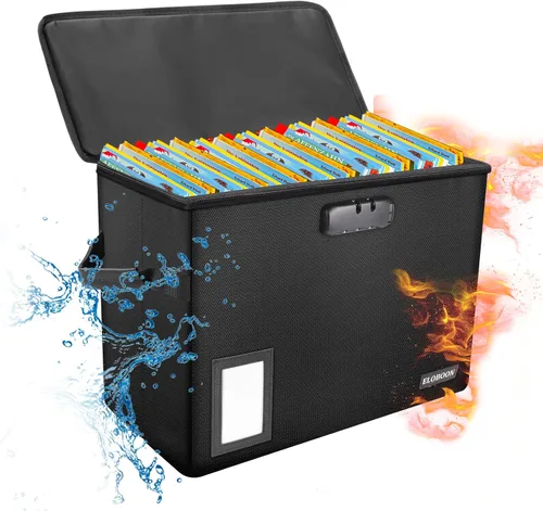 Caja de almacenamiento de cómics, caja de cómics ignífuga y resistente al agua con ventana de bloqueo y etiquetas, caja corta de cómics a prueba de