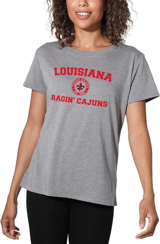 Vista 259 de Colección oficial de camisetas sueltas con logotipo de círculo envejecido universitario para mujer, jaspeado atlético