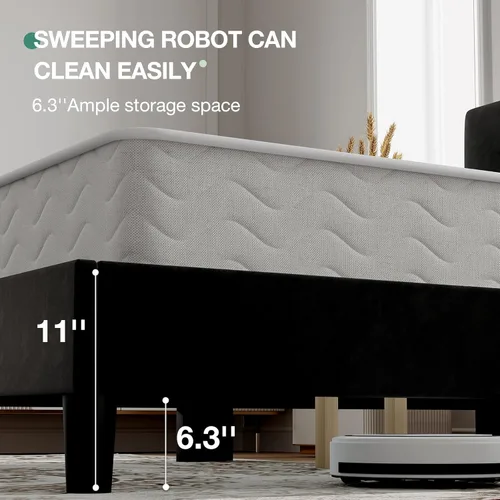 Vista 16 de Novilla Base de cama de plataforma tamaño Queen con cabecera ajustable tapizada, marco de cama Queen, no necesita somier, sin ruido, fácil montaje