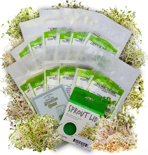 Surtidos de semillas de germinación orgánica Handy Pantry - Microgreens, semillas de brote Variety Pack (12 Pack - Premeasured)