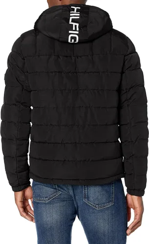 Vista 4 de Tommy Hilfiger Chaqueta acolchada resistente al agua con capucha y forro sherpa de peso medio para hombre