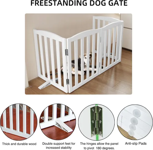 Vista 4 de Puerta para Perros Independiente para Interiores, Puerta para Perros Plegable, Puertas para Perros para Entradas, Escaleras o Pasillos, Puerta