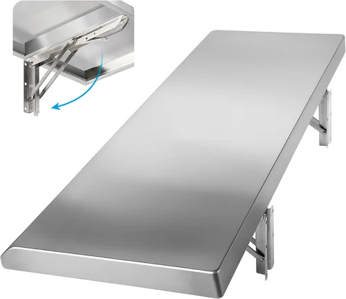 Estante plegable de concesión de 24 x 12 pulgadas, estante plegable de acero inoxidable para servir alimentos para ventanas de concesión