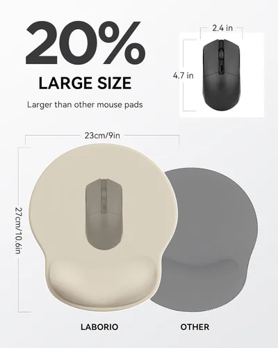 Vista 2 de Alfombrilla de mouse con reposamuñecas, alfombrillas ergonómicas para escritorio (beige)