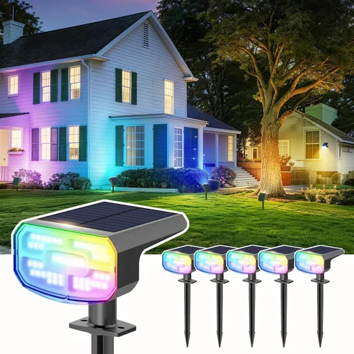 Vista 22 de Luces solares para exteriores, impermeables, IP65, encendido/apagado automático, 2700 K, 2 modos de iluminación, LED súper brillante, luces solares