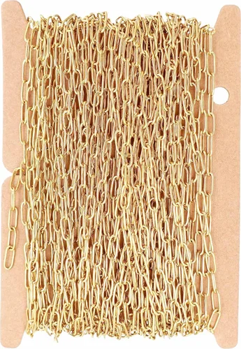 Vista 14 de THREENEST Cadenas de clip de papel de acero inoxidable de 16.4 pies de ancho y 2.5 mm, cadena larga soldada para collar, pulsera, aretes