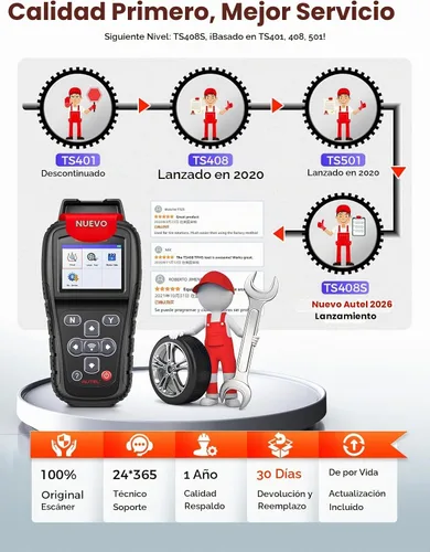 Vista 9 de Autel MaxiTPMS TS408S, herramienta de reaprendizaje TPMS 2026 funciona como