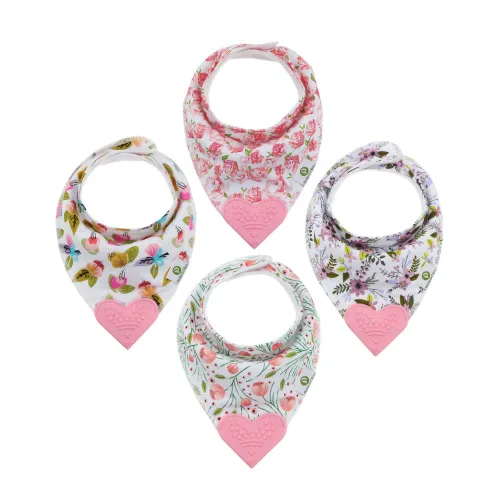Vista 12 de Pickle & Olive Baberos de dentición bandana para bebé con mordedor de silicona adjunto, juego de 4, Azul mar