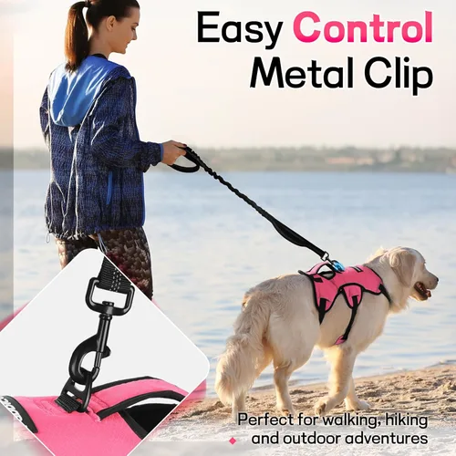 Vista 6 de rabbitgoo Arnés para perro a prueba de escapes, arnés suave acolchado de cuerpo completo para mascotas, chaleco reflectante ajustable sin tirones