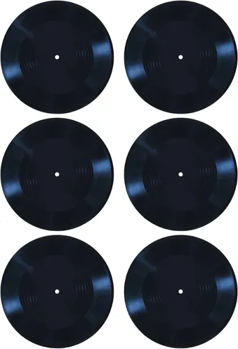 MINI ZOZI Discos de vinilo en blanco negro de 12 pulgadas falsos 6 piezas en 1 paquete para decoración de habitación o decoración del hogar en la