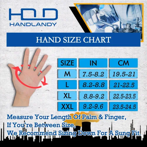 Vista 6 de HANDLANDY Anti Vibration Gloves, SBR Padding, TPR Protector, Mechanic Work Gloves