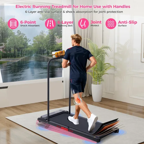 Vista 5 de Walking Pad with Incline, 2026 Upgrade Electric Small Walking Pad with Handle Bar, 3.0HP Protable Walking Pad Treadmill with Handles and Incine for