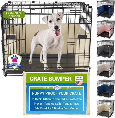 Vista 10 de Pet Dreams Parachoques para jaulas para perros, cómodo forro y protector de cola de perro para jaula interior, se adapta a jaulas iCrate de 18, 24
