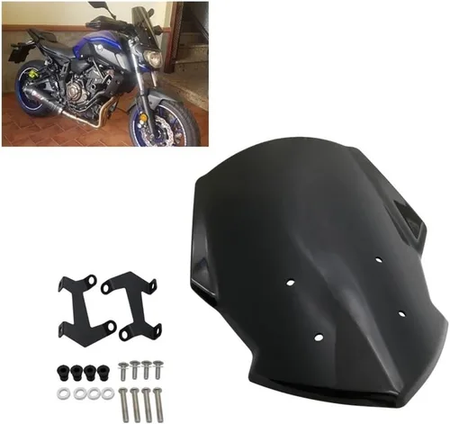 Vista 7 de Motorcycle Windscreen Motorcycle Windshield with Mounting Bracket Wind Deflectors Windscreen for YA&MAHA MT07 MT FZ 07 2013 2014 2015 2016 2017 FZ-07