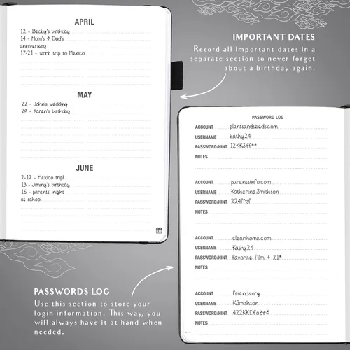 Vista 5 de Libreta de direcciones Legend Planner con pestañas alfabéticas –Libreta de contactos telefónicos para números de teléfono, direcciones, contraseñas