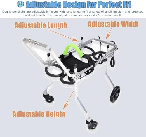 Vista 6 de 4-Wheel Dog Wheelchair for Small Medium Large Breeds, Adjustable Pet Mobility Aid for Disabled Dogs, Full Support Leg Braces, Ideal for XS Size Pets