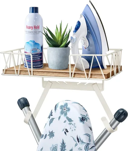 Vista 8 de TJ.MOREE Soporte de Pared para Tabla de Planchar – Colgador de Plancha y Tabla de Planchar para Cuarto de Lavado, Decoración del Cuarto de Lavado