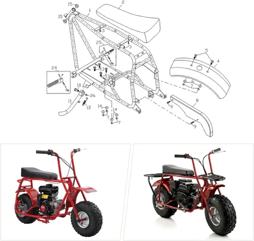 Vista 2 de YOXUFA Asiento de Mini Bicicleta Compatible con Coleman CT200U Baja Doodlebug DB30 196cc 200cc 97cc 100cc 6.5hp 2.8hp Piezas de Motor para Mini