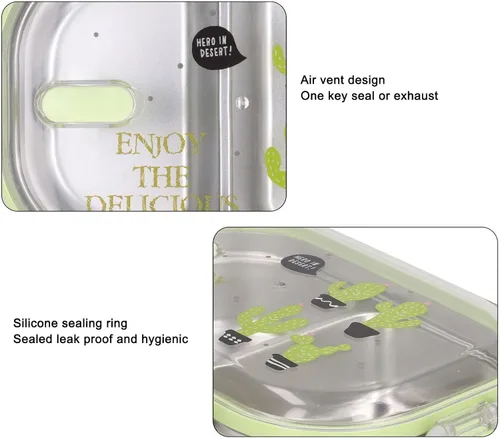 Vista 5 de LIZEALUCKY Lonchera Bento con aislamiento térmico de acero inoxidable 304, lonchera térmica de acero inoxidable, estilo ilustración, contenedor a