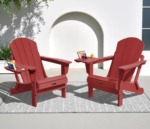 Vista 26 de SERWALL - Silla plegable Adirondack para patio, jardín, exterior, resistente a la intemperie, sillas para hoguera, color naranja