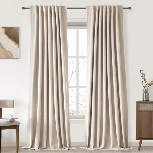 Vista 39 de UHITECH Cortinas opacas cortas de 24 pulgadas de largo para sala de estar, juego de 2 paneles con pestaña trasera, bolsillo para barra, cortinas