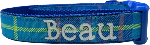 Vista 15 de Juego de collar de perro personalizado, collar de perro a cuadros y correa, collares de perro de tartán para niñas y niños para perros pequeños, rojo