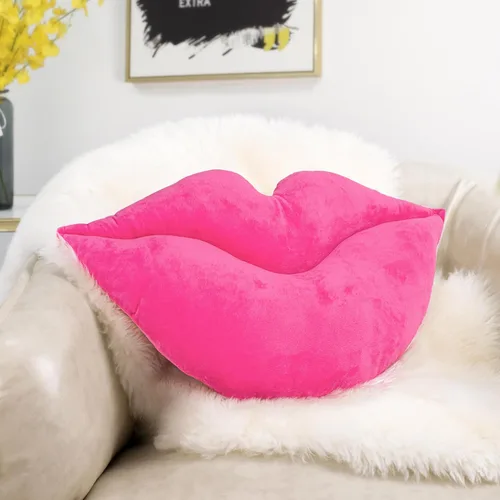 Vista 17 de AELS Almohadas de labios 3D, suaves y suaves, decorativas, almohadas de amor, lindas almohadas de 20 x 11 pulgadas para sofá, cama, sala de estar